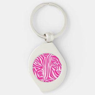 Chaveiro Padrão de Impressão de Zebra Rosa