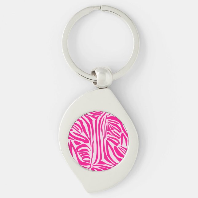 Chaveiro Padrão de Impressão de Zebra Rosa (Frente)