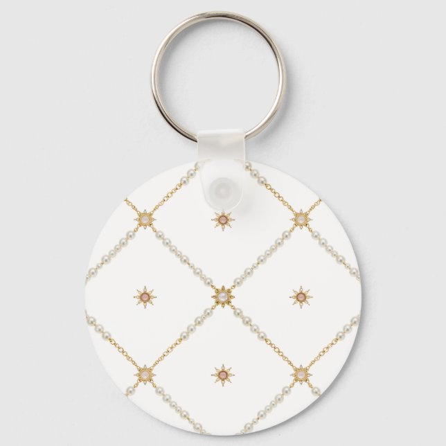 Chaveiro Padrão de Joia em Treliça Pearl Sunburst (Frente)