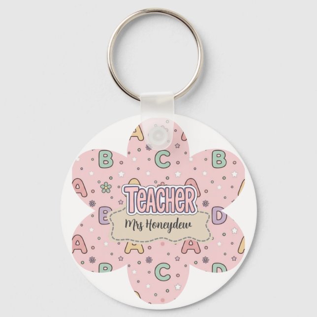 Chaveiro Padrão de Letras da Escola de Professora Rosa  (Frente)