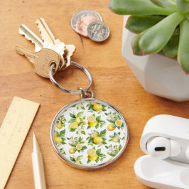 Chaveiro Padrão de limão, flores de limão, folhas, citrinos