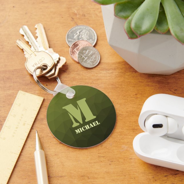 Chaveiro Padrão de malha geométrica da oliveira verde do ex (Mesa)