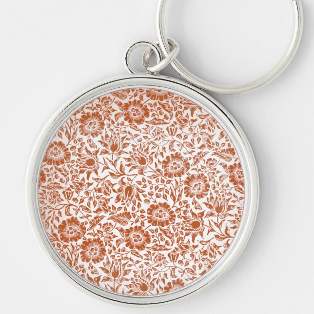 Chaveiro Padrão de Malva de William Morris: Floral Terracot (Frente)