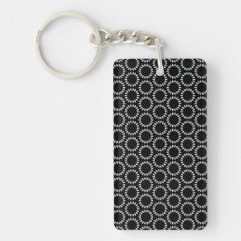 Chaveiro Padrão de Mandala de Pétala Preto e Branco Elegant