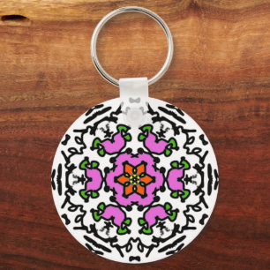 Chaveiro Padrão de Mandala Floral