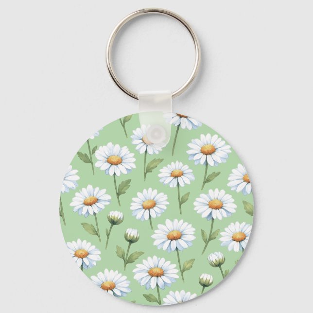 Chaveiro Padrão de margaridas da primavera (Frente)