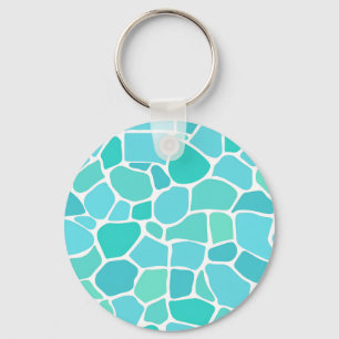 Chaveiro Padrão de Mosaico de Vidro Marinho Turquesa Água
