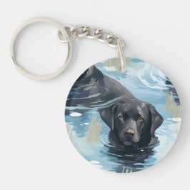 Chaveiro Padrão de Natação do Labrador Preto