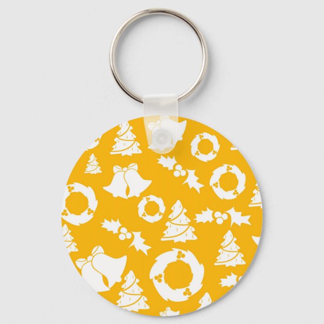 Chaveiro Padrão de Natal Amarelo (Frente)