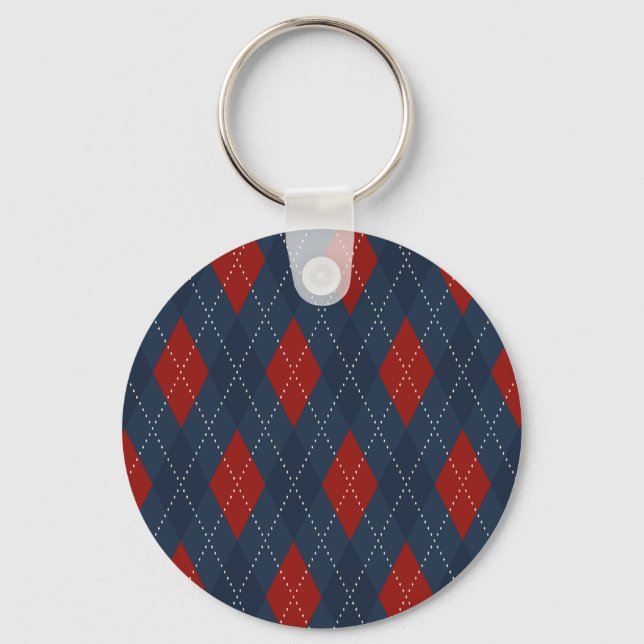 Chaveiro Padrão de Natal Real Blue Argyle (Frente)