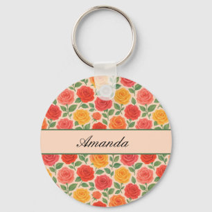 Chaveiro Padrão de nome de Rosa de multicor brilhante