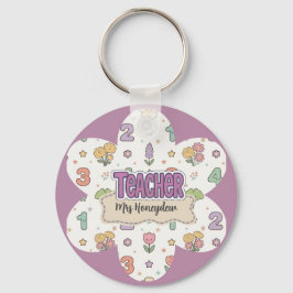 Chaveiro Padrão de Números da Escola do Professor Roxo 