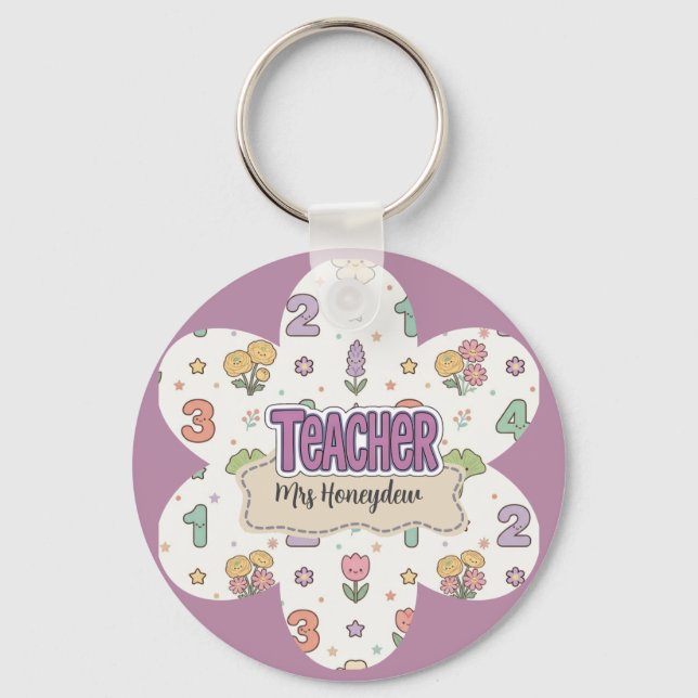 Chaveiro Padrão de Números da Escola do Professor Roxo  (Frente)
