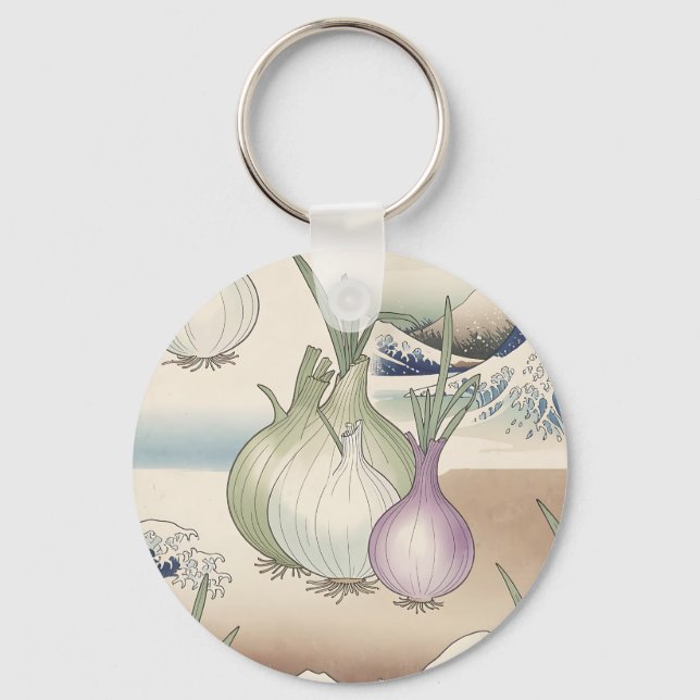 Chaveiro Padrão de Onda de Cebola Ukiyo-e (Frente)