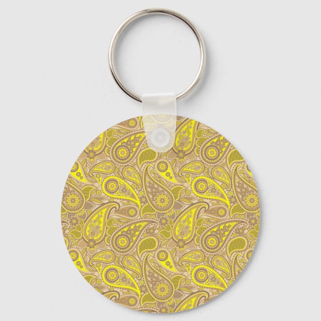 Chaveiro Padrão de paisley amarelo-acastanhado escura-escan (Frente)