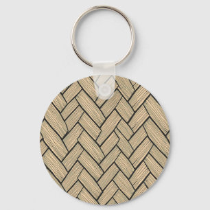 Chaveiro Padrão de Parquet de Madeira em Espinha de Peixe