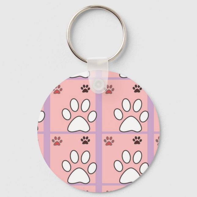 Chaveiro Padrão de patas de animais (Frente)