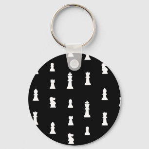 Chaveiro Padrão de peças de xadrez - preto e branco