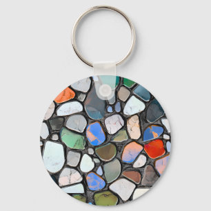 Chaveiro Padrão de Pedra Mosaico Multicolorido