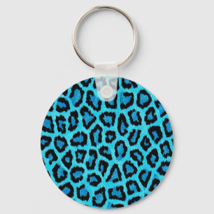 Chaveiro Padrão de Peles de Leopardo Azul
