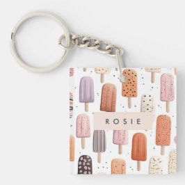 Chaveiro Padrão de picolé de cor personalizada monograma