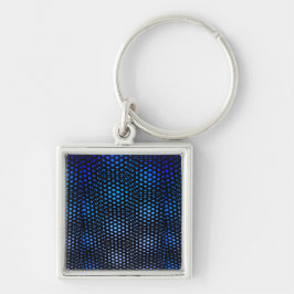 Chaveiro Padrão de Ponto Azul Geométrico Moderno
