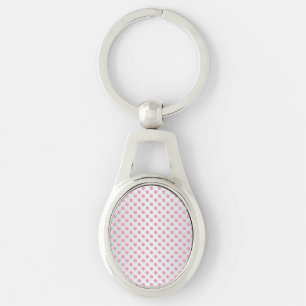 Chaveiro Padrão de Pontos Pink e Branco Prateado