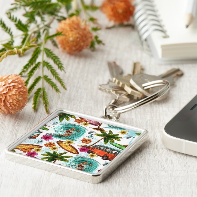 Chaveiro Padrão de praia de surf legal (Lateral)