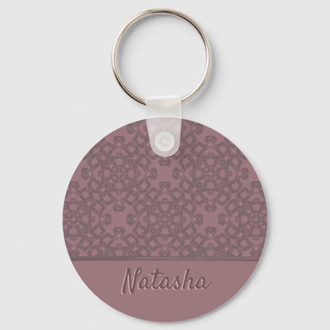 Chaveiro Padrão de Rosa de empoeiramento personalizado (Frente)