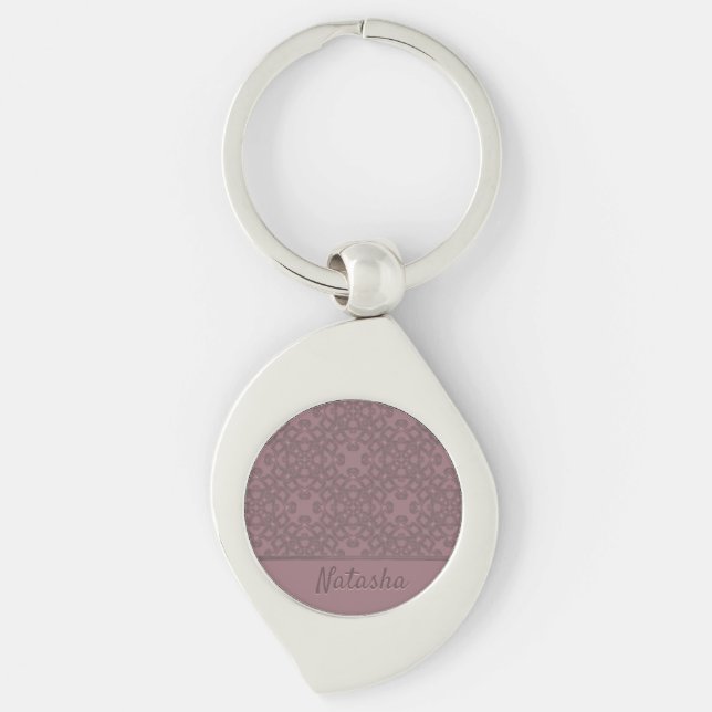 Chaveiro Padrão de Rosa de empoeiramento personalizado (Frente)