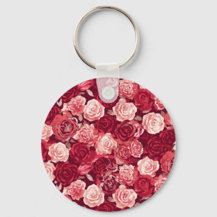 Chaveiro Padrão de Rosa Sem Costura Carmesim e Rosado