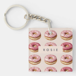 Chaveiro Padrão de Rosquinha rosa personalizado monograma