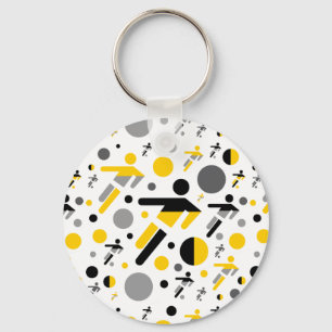 Chaveiro Padrão de silhueta de futebol preto e amarelo fofo