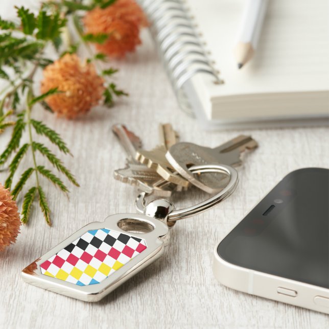 Chaveiro Padrão de Sinalizador de Diamante Baviera Azul Ama (Lateral)