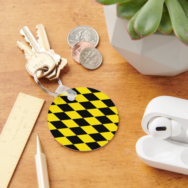 Chaveiro Padrão de Sinalizador Diamante da Baviera Preta e  (Mesa)