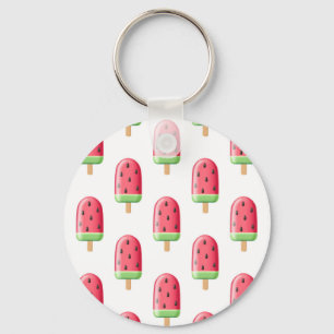 Chaveiro Padrão de Sorvete de Morango Vermelho