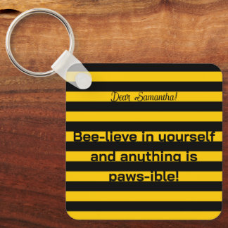 Chaveiro Padrão de stripes de abelha de abelha de abelha, u