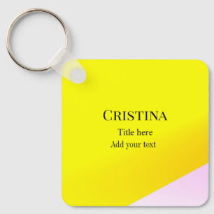 Chaveiro Padrão de texto abstrato rosa amarelo adicionar no