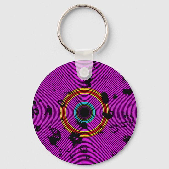 Chaveiro Padrão de textura do disco de vinilo multicoloraçã (Frente)
