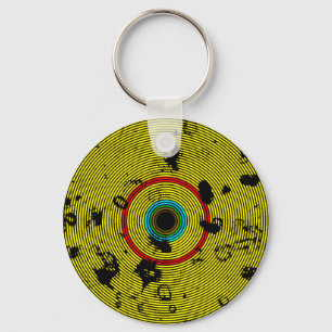 Chaveiro Padrão de textura do disco de vinilo multicoloraçã