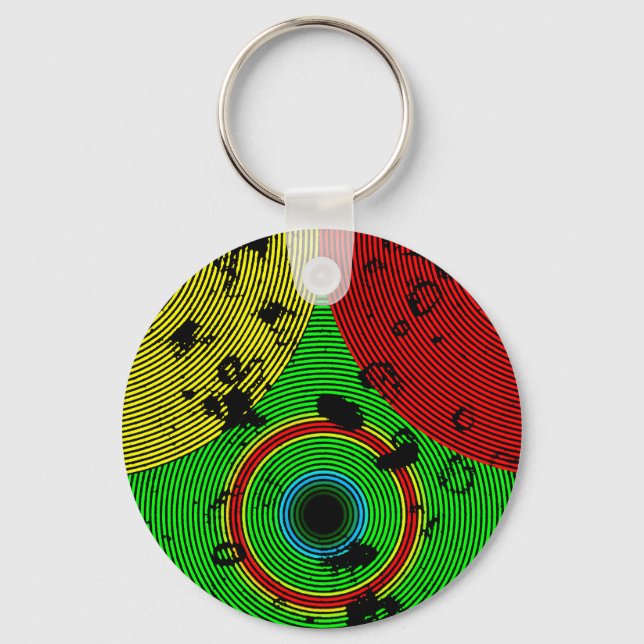 Chaveiro Padrão de textura multicor verde amarelo vermelho (Frente)