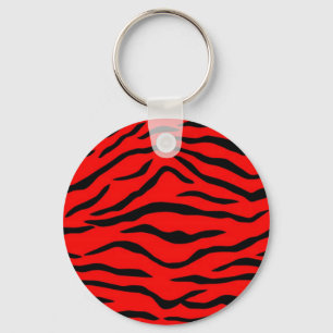 Chaveiro Padrão de Tigre Vermelho