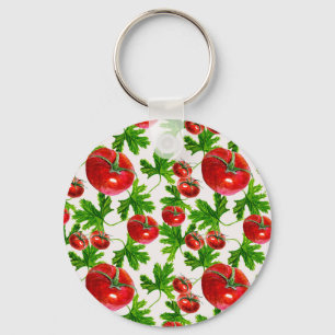 Chaveiro Padrão de Tomate com Folhas