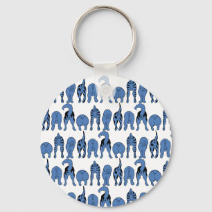 Chaveiro Padrão de Traseros de Cachorro Azul