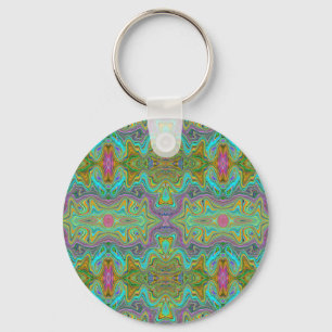 Chaveiro Padrão de Triquete Laranja Azul e Azul Aqua Onda