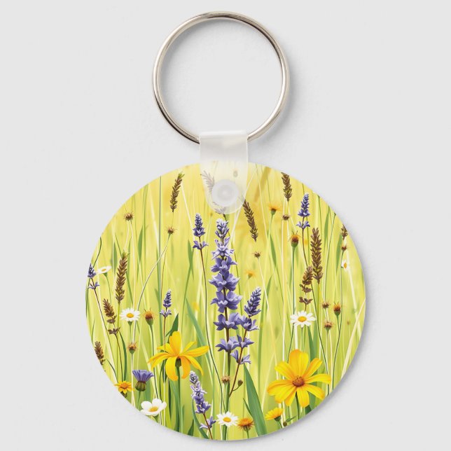 Chaveiro Padrão de Verão de Prado de Flores Silvestres (Frente)