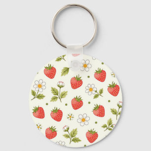 Chaveiro Padrão de Verão Flor de Morango