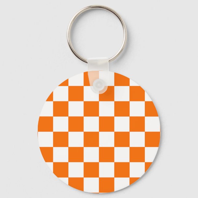 Chaveiro Padrão de Verificação Branco Laranja (Frente)