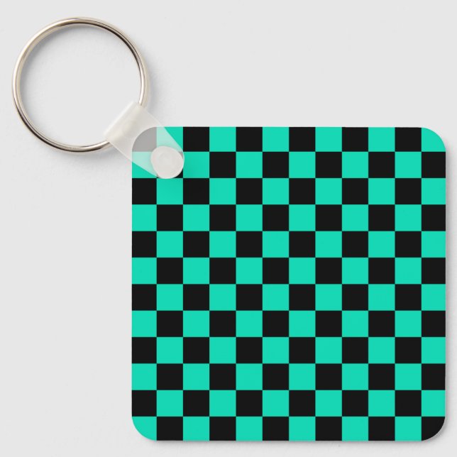 Chaveiro Padrão de Verificação Preto Verde (Frente)
