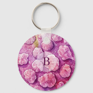 Chaveiro Padrão de Vírus de Bactérias de Monograma Rosa